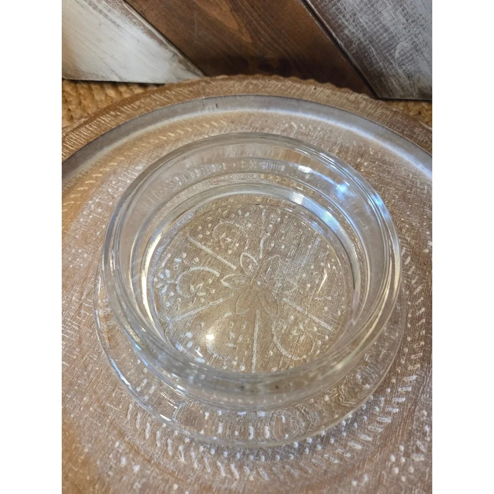 Hand Painted Floral Glass Butter Dish Domed Cloche Lid Clear 2 Piece Set Cottage